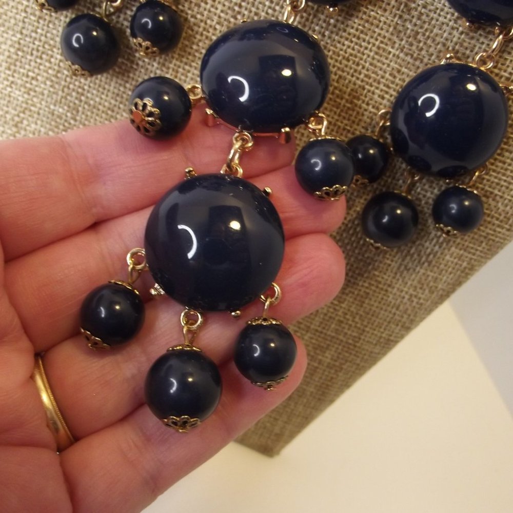 Navy Blue Statement Bubble Necklace - image 4
